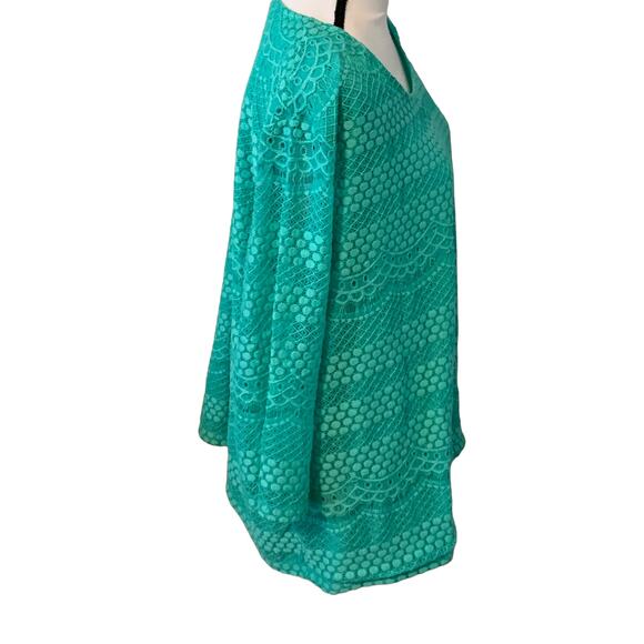 C. D. DANIELS EMBROIDERED PULL-OVER TOP, WOMENS, 3X, MINT GREEN, LINED, DRESSY - Picture 5 of 10